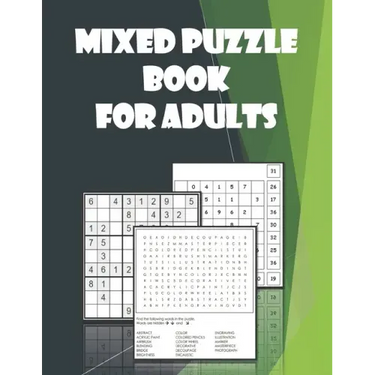 Mixed Puzzle book for Adults: Word search, Sudoku, Number Blocks - Brain teasers for adults