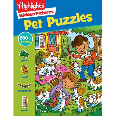 Pet Sticker Puzzles: Over 280 Stickers to Find Hidden Objects Within Cute Dogs, Cats and Other Pets, Animal Lover Sticker Activity Book for Kids 3 and