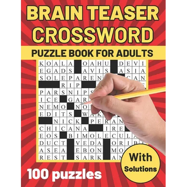 Brain Teaser Crossword Puzzle Book for Adults: Large Print Crossword - Suitable for all levels - Crossword Puzzles for Seniors and Teens - BIG Font, A