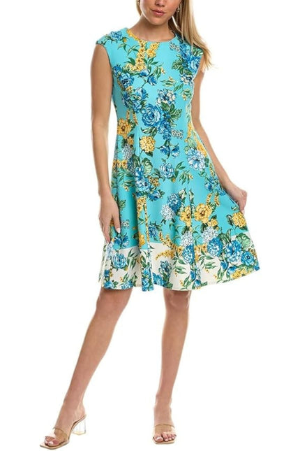 London Times Scuba Crepe Fit & Flare Dress by Curated Brands