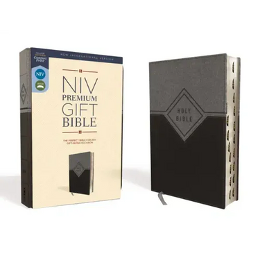 Niv, Premium Gift Bible, Leathersoft, Black/Gray, Red Letter Edition, Indexed, Comfort Print