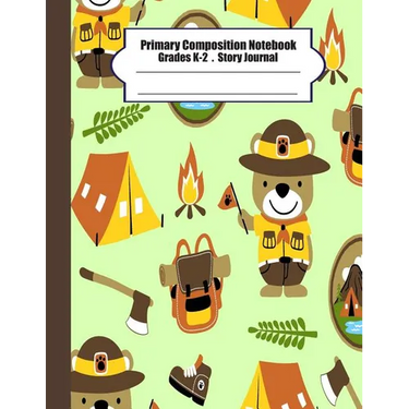 Primary composition notebook: Primary Composition Notebook Story Paper - 8.5x11 - Grades K-2: Cute bear scout camp School Specialty Handwriting Pape
