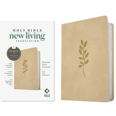 NLT Premium Value Compact Bible, Filament Enabled (Leatherlike, Ivory Vine)