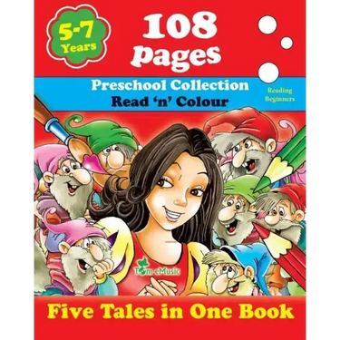 Five Tales in One Book: Read 'n' Color Your Fairy Tale - Preschool Collection - Coloring Picture Book for Beginner and Intermediate Readers (5