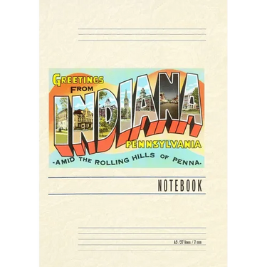 Vintage Lined Notebook Greetings from Indiana, Pennsylvania