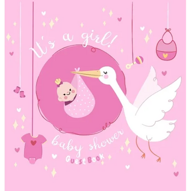 Special Delivery - It's a Girl! A Baby Shower Guest Book: A Classic Stork Themed Square Hardcover Keepsake for Girls - Sign-In Pages, Wishes for Baby