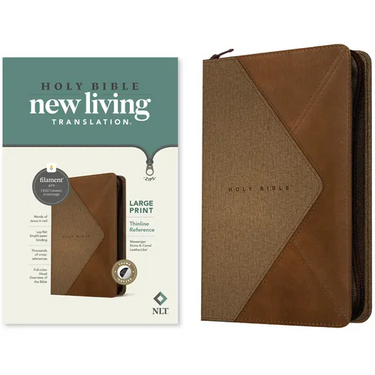NLT Large Print Thinline Reference Zipper Bible, Filament Enabled (Leatherlike, Messenger Stone & Camel, Indexed, Red Letter)