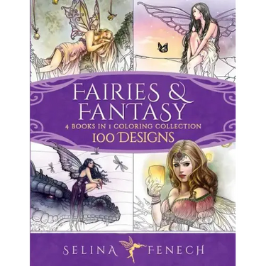 Fairies and Fantasy Coloring Collection: 4 Books in 1 - 100 Designs