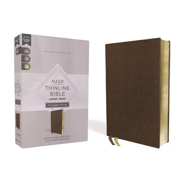 Nasb, Thinline Bible, Large Print, Passaggio Setting, Leathersoft, Brown, Red Letter, 1995 Text, Comfort Print: Elegantly Uniting Single and Double Co