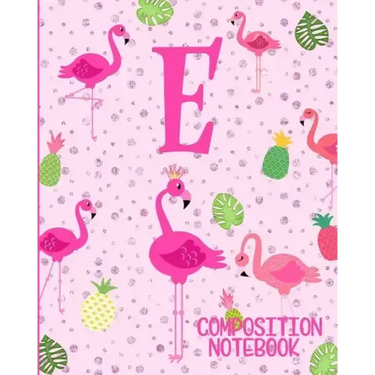 Composition Notebook E: Pink Flamingo Initial E Composition Wide Ruled Notebook