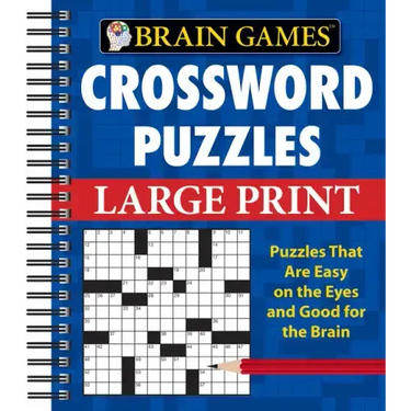 Brain Games - Crossword Puzzles - Large Print (Blue)