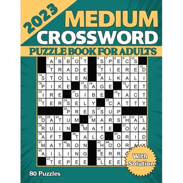2023 Medium Crossword Puzzle Book For Adults With Solution