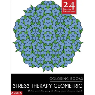 Stress Therapy Geometric Coloring Books: Stress relief coloring books for adults with 24 Stunning Geometric Grayscale Images