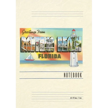Vintage Lined Notebook Greetings from Daytona Beach, Florida
