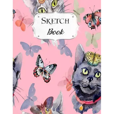 Sketch Book: Cat Sketchbook Scetchpad for Drawing or Doodling Notebook Pad for Creative Artists #7 Pink Butterfly
