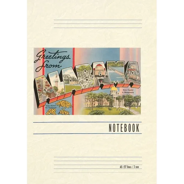 Vintage Lined Notebook Greetings from Alabama