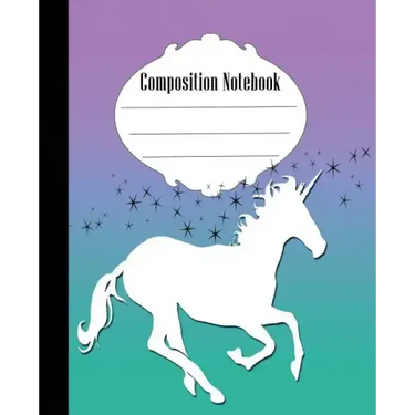 Composition Notebook: Pretty Stars and Unicorn Composition Notebook Wide Ruled 7.5 x 9.25 in, 100 pages book for kids, teens, school, studen