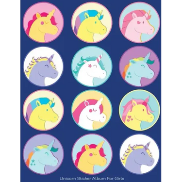 Unicorn Sticker Album For Girls: 100 Plus Pages For PERMANENT Sticker Collection, Activity Book For Girls, Blue - 8.5 by 11