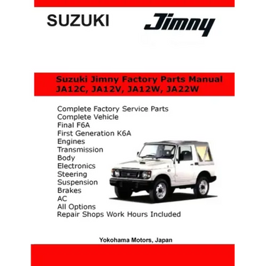 Suzuki Jimny English Factory Parts Manual JA12, JA22W Series
