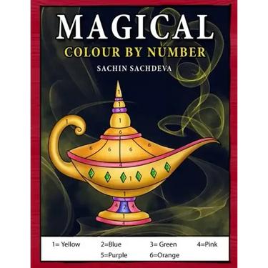 Magical Colour by Number: Magical elements composed of enchanting lamps, magical books, wands, brooms, wizard hat coloring book for Kids Ages 4-