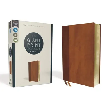 Niv, Giant Print Compact Bible, Leathersoft, Brown, Red Letter Edition, Comfort Print