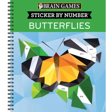 Brain Games - Sticker by Number: Butterflies (28 Images to Sticker)