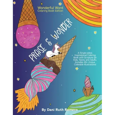 Praise & Wonder - Single-sided Inspirational Coloring Book with Scripture for Kids, Teens, and Adults, 40+ Unique Colorable Illustrations