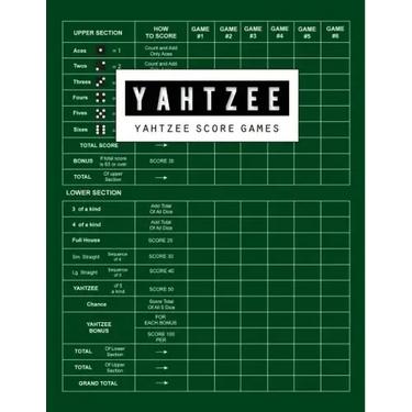 Yahtzee Score Game: Yahtzee Games Record Score, Scoresheet Keeper Notebook, Yahtzee Score Sheet, Yahtzee Score Card, Write in the Player N