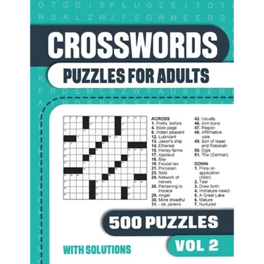 Crosswords Puzzles for Adults: Crossword Book with 500 Puzzles for Adults. Seniors and all Puzzle Book Fans - Vol 2