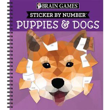 Brain Games - Sticker by Number: Puppies & Dogs - 2 Books in 1 (42 Images to Sticker)