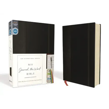 NIV, Journal the Word Bible, Hardcover, Black, Red Letter Edition, Comfort Print: Reflect, Take Notes, or Create Art Next to Your Favorite Verses