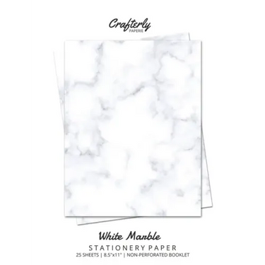 White Marble Stationery Paper: Cute Letter Writing Paper for Home, Office, Letterhead Design, 25 Sheets