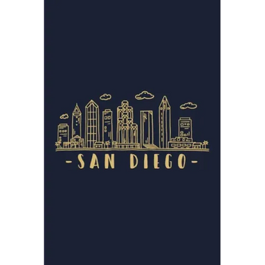 San Diego: San Diego Skyline inspired design. City of California, sights and history. Travel Cityscape.