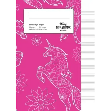 Manuscript Paper: Floral Unicorn A4 Blank Sheet Music Notebook