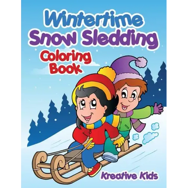 Wintertime Snow Sledding Coloring Book