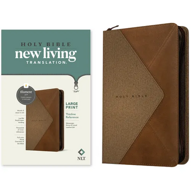 NLT Large Print Thinline Reference Zipper Bible, Filament Enabled (Leatherlike, Messenger Stone & Camel, Red Letter)