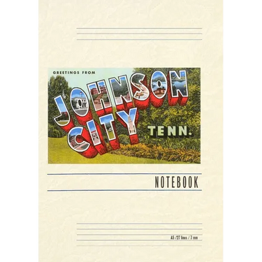 Vintage Lined Notebook Greetings from Johnson City, Tennessee