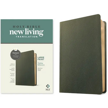 NLT Large Print Thinline Reference Bible, Filament Enabled (Genuine Leather, Olive Green, Red Letter)