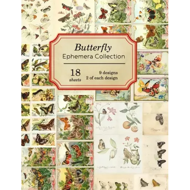 Butterfly Ephemera Collection: 18 sheets - 9 designs - 2 of each design