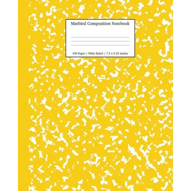 Marbled Composition Notebook: Yellow Marble Wide Ruled Paper Subject Book