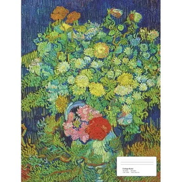 Vintage Flower Painting on Blue