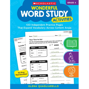Wonderful Word Study Activities: Grade 4: 100 Independent Practice Pages That Expand Vocabulary Across Content Areas