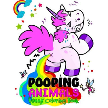Pooping Animals Funny Coloring Book: Funny Popping Animals Coloring Book for Kids and Animal lovers - Popping Animals Book Activity Book for Kids