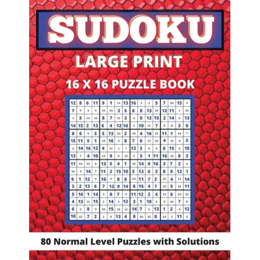 Sudoku Large Print 16x 16: 80 Sudoku Puzzles Normal Level Brain Games Book for Adults and Seniors Great Gift for Any Sudoku Lovers