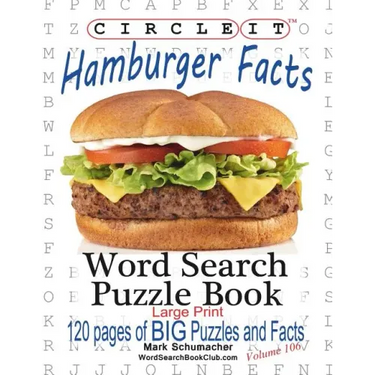 Circle It, Hamburger Facts, Large Print, Word Search, Puzzle Book
