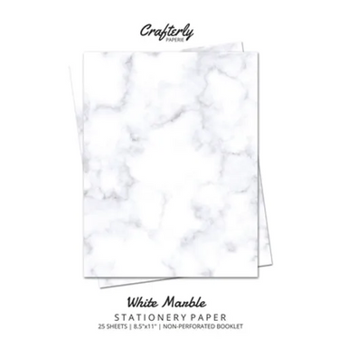 White Marble Stationery Paper: Cute Letter Writing Paper for Home, Office, Letterhead Design, 25 Sheets