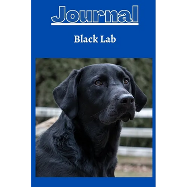 Black lab dog Journal series 1 with a cobalt blue background