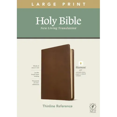NLT Large Print Thinline Reference Bible, Filament Enabled Edition (Red Letter, Leatherlike, Rustic Brown)