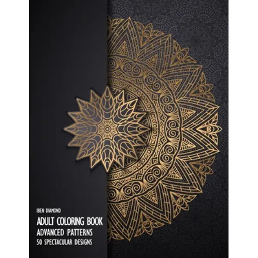 Adult Coloring Book: 50 Advanced Patterns on Black Background