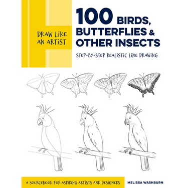 Draw Like an Artist: 100 Birds, Butterflies, and Other Insects: Step-By-Step Realistic Line Drawing - A Sourcebook for Aspiring Artists and Designers